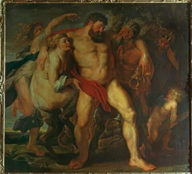 Den berusede Herkules, ledet av en nymfe og en satyr