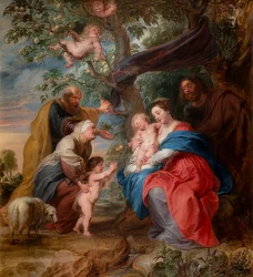 Den hellige familien under et epletre. Rundt 1632