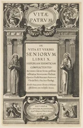 Frontispice for "Lives of the Fathers" av Heribert Rosweyde, gravert av Theodor Galle