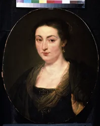 Portrett av Isabella Brant (1591-1626) (Portrett av Isabella Brant). Maleri av Peter Paul (Pierre-Paul) Rubens (eller Peter Paul eller Petrus Paulus) (1577-1640). Olje på tre, 60 x 49 cm, ca 1615-1620. Flamsk kunst, barokkstil. Pouc kunstmuseum