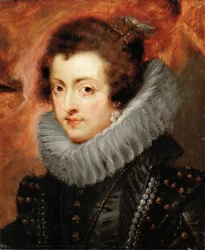Portrett av Elisabeth av Frankrike (1602-1644), dronningkonsort av Spania - Pieter Paul Rubens (1577-1640). Olje på tre, ca. 1629. Dimensjon : 48,5x40,5 cm. Kunsthistorisk museum, Vienne