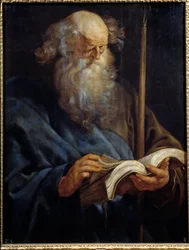 Representasjon av apostelen Saint Thomas Maleri av Peter Paul (Pierre-Paul) Rubens (eller Peter Paul eller Petrus Paulus) (1577-1640) 1600-tallet søn. 1,08x0,84 m Madrid, Prado-museet