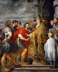 Den hellige Ambrosius av Milano (død 397) og keiser Theodosius I den store (347-395). Ca. 1615. Mål: 362 x 246 cm. Kunsthistorisches Museum, Wien