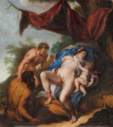 Sovende Venus med Amor betraktet av satyrer