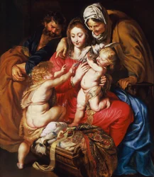 Den hellige familie med St Elizabeth, St John and a Dove, ca. 1609
