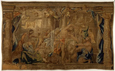 Eukaristiens triumf over avgudsdyrkelse ca. 1665 (silke, ull og metalltråd)