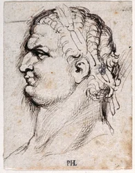 Titus, fra ti tegninger av åtte av de første tolv Cæsarene, etter Giovanni da Cavinos medaljer (penn og blekk på papir)
