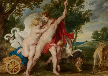 Venus prøver å hindre Adonis fra å reise på jakt, ca. 1600-1700