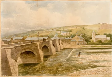 Haydon Bridge (kroppsfarge, blyant og akvarell på papir)