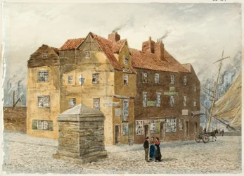 Sandgate (Portland Arms Inn) (blyant og akvarell på papir på kort)