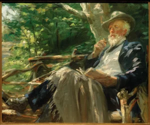 Portrett av dikteren Holger Drachmann i Skagen-skogen