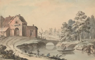 Figurer i et landskap ved en elv