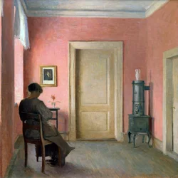 Sittende kvinne i et interiør, 1915