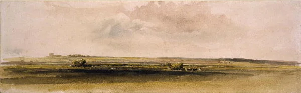 Høyproduksjon i Lincolnshire Wolds (akvarell på papir)