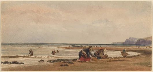 Tangplukkere på stranden ved Redcar, Yorkshire