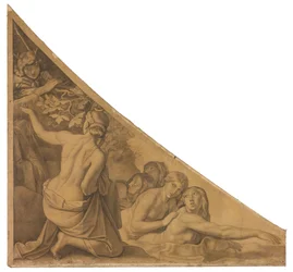 Artemis, overrasket av Aktaion. Kartong til takmaleriene i Glyptoteket i München