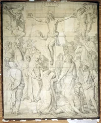 Kristus på korset. Kartong til freskene i Ludwigskirken i München