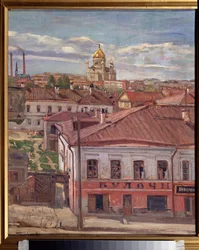 Utsikt over Moskva. Maleri av Pyotr Ivanovich Petrovichev (Piotr Petrovichev) (1874-1947), olje på lerret, ca 1900. Russisk kunst, 20. århundre. Statens kunstmuseum for Republikken Karelia, Petrozavodsk (Russland).