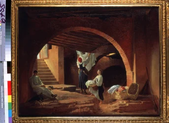Loftet til Kunstakademiet i St. Petersburg (Lovet til Kunstakademiet i St. Petersburg). Maleri av Pyotr Vasilyevich Basin (1793-1877). Olje på lerret, 63,5 x 80,2 cm, rundt 1831. Russisk kunst fra 1800-tallet. Staten Tretyakov Ga