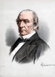 William Ewart Gladstone , statsmann og statsminister i det britiske liberale partiet, c1890.
