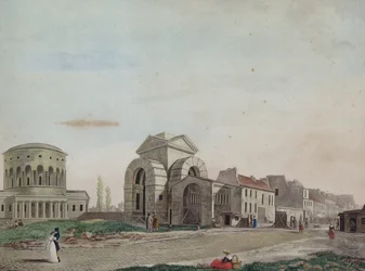 Barrier du Faubourg Saint-Martin, 1809 (blyant og farget akvatint)