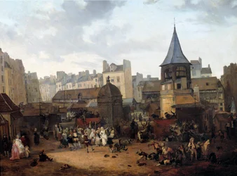 Gjengivelser gitt av byen Paris aux Halles 21.01.1782 i anledning fødselen til Dauphin Louis Joseph av Frankrike (1781-1789) Maleri av Louis Philibert Debucourt (1755-1832) 1782 Søn. 0,89x1,16 m Paris, Musee Carnavalet