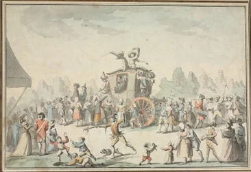 Scène de Carnaval (penn og svart blekk og akvarell)