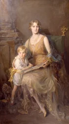 Portrett av Helen, kone til den åttende hertugen av Northumberland og Lord Geoffrey Percy (olje på lerret)