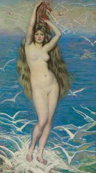 Pike med måker, ca. 1920