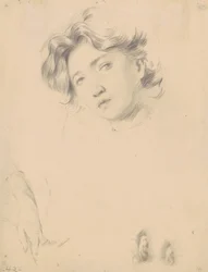 Study for the Head of a Girl, ca. 1900 (grafitt på vevd papir)