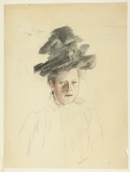 Portrett av en kvinne med svart hatt