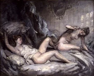 The Pillow Fight (olje på lerret)