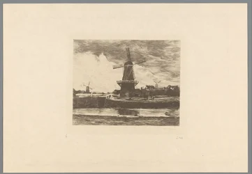 Landskap med kanal og vindmøller Le Moulin (original tittel) Jacob Maris. Tolv landskap (serietittel)