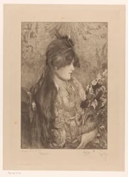 Kvinne med blomsterbukett La Bête a Bon Dieu