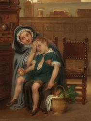 Detalj av apoteket ved Saint-John's Hospital (olje på panel)