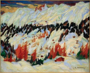 Vinterlandskap nær Davos Frauenkirch, (Vinterlandskap nær Davos Glacis)