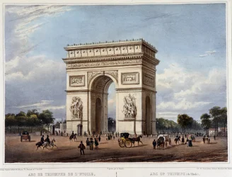 Triumfbuen - i ""Walk in Paris og dens omgivelser"", designet av Jacottet og Benoist, ca. 1840