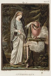 Andromake, kostyme til «Andromake» av Jean Racine, fra bind I av «Forskning på alle nasjoners kostymer og teater», gravert av Pierre Michel Alix (1762-1817), 1802