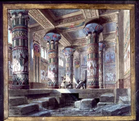 Scenografi av Philippe Chaperon for operaen Aida av Giuseppe Verdi