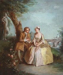 Samtalestykke, eller Elskere i en park, ca. 1727 (olje på lerret)