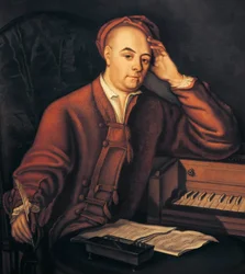 George Frideric Handel (1685-1759) tysk-engelsk musiker, maleri av Philippe Mercier ca. 1725 (olje på lerret)