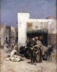 Arabere utenfor et hus