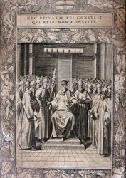 Board of Statutes of the Order of Malta “Statuta Hospitalis Hervsalem”” (Ridderrådet), av Philippe Thomassin, sent på 1500-tallet