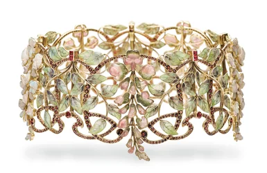 Art Nouveau multi-perle og emalje 