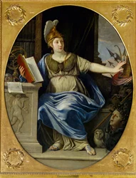 Anne d#39;Autriche, dronning av Frankrike og kone til Ludvig XIII, som Minerva, visdomsgudinnen …