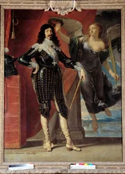 Portrett til fots av Ludvig XIII (1601-1643) kroner av Victory. Maleri av Philippe de Champaigne (1602-1674)
