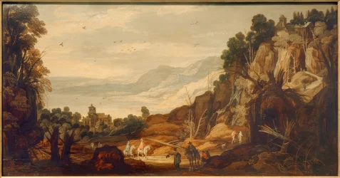 Fjelllandskap med ryttere