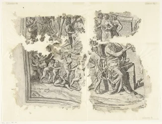 Nederste venstre hjørne av et trykk av scenen av Cebes Tabula Cebetis Carta Vitae (original tittel)