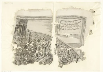 Øvre høyre hjørne av et trykk av scenen fra Cebes Tabula Cebetis Carta Vitae (tittel på objekt)