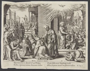 St. Peter, St. Johannes og St. Filip legger hendene på de døpte i Samaria